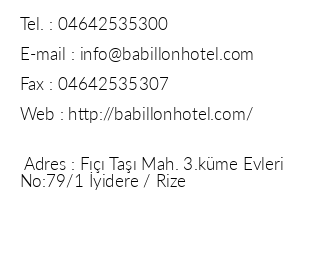 Babillon Hotel iletiim bilgileri